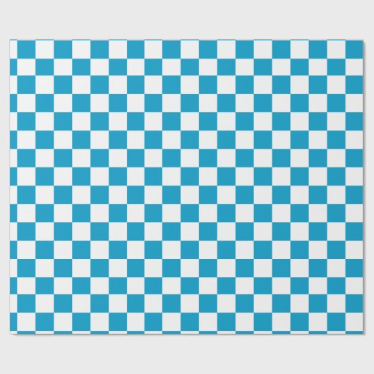 Blue White Checkerboard Pattern Cadeaupapier (Vlak)