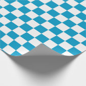 Blue White Checkerboard Pattern Cadeaupapier (Hoek)