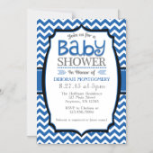 Blue White Chevron Magnetic Baby shower Invite Magnetische Uitnodiging (Voorkant)