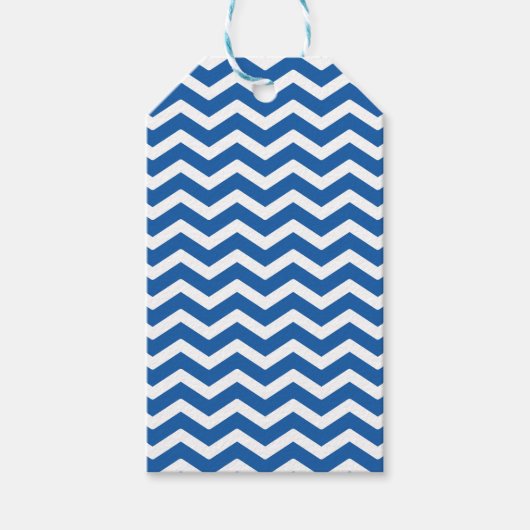 Blue White Chevron Pattern Cadeaulabel (Voorkant)