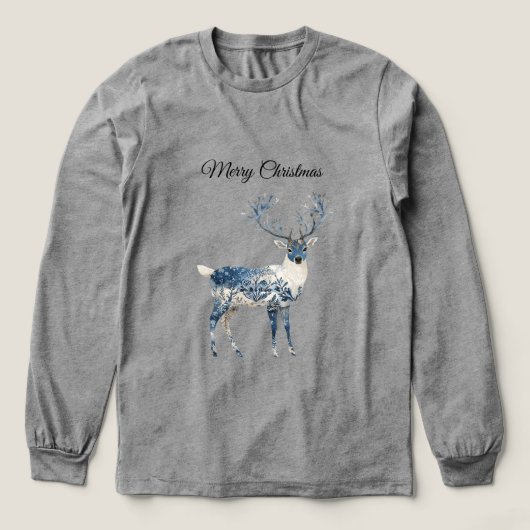 Blue White Chic Deer Tri-Blend Shirt (Voorkant)