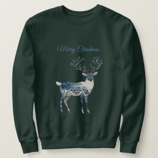 Blue White Chic Deer Trui (Design voorkant)