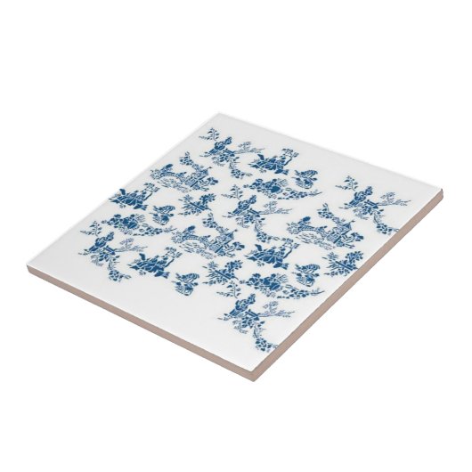 Blue & White China Tegel Pattern # 102A Tegeltje (Zijkant)