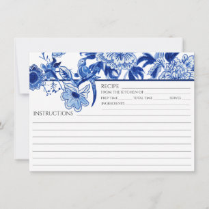 Blue White Chinoiserie Bird Bridal Recipe Kaart