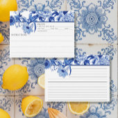 Blue White Chinoiserie Bird Bridal Recipe Kaart