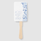 Blue White Chinoiserie Birds Peony Wedding Program Handwaaier (Voorkant)