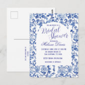 Blue & White Chinoiserie Bridal Shower Invitation Briefkaart (Voorkant / Achterkant)