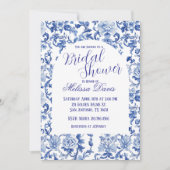 Blue & White Chinoiserie Bridal Shower Invitation Kaart (Voorkant)