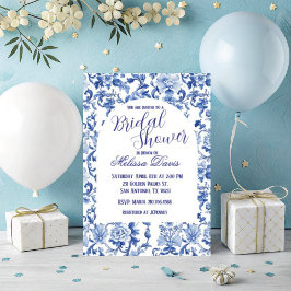 Blue & White Chinoiserie Bridal Shower Invitation Kaart