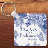 Blue White Chinoiserie Bridesmaid Wedding Favor Sleutelhanger (Voorkant)