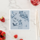 Blue White Chinoiserie Floral Chic Monogram Servet (Insitu)