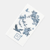 Blue White Chinoiserie Floral Elegant Monogram Servet (Hoek)