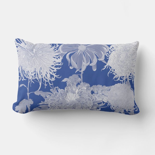 Blue White  Chinoiserie Floral Kussen (Voorkant)