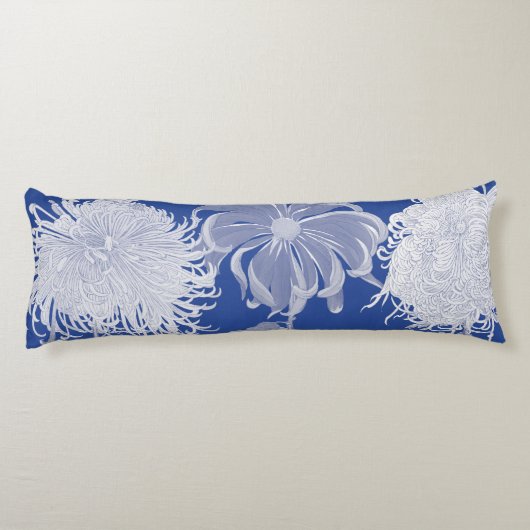 Blue White  Chinoiserie Floral Lichaamskussen (Achterkant)