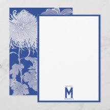 Blue White  Chinoiserie Floral Monogram