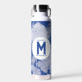 Blue White  Chinoiserie Floral Monogram Waterfles (Voorkant)