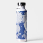 Blue White  Chinoiserie Floral Monogram Waterfles (Rechts)