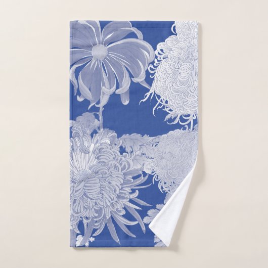 Blue White  Chinoiserie Floral Pattern Bad Handdoek (Handdoek)
