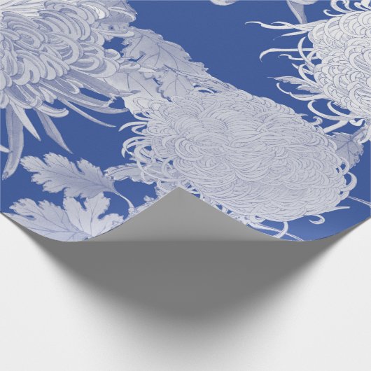 Blue White Chinoiserie Floral Pattern Cadeaupapier (Hoek)