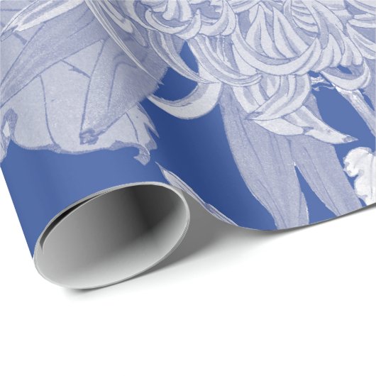 Blue White  Chinoiserie Floral Pattern Cadeaupapier (Rol Hoek)