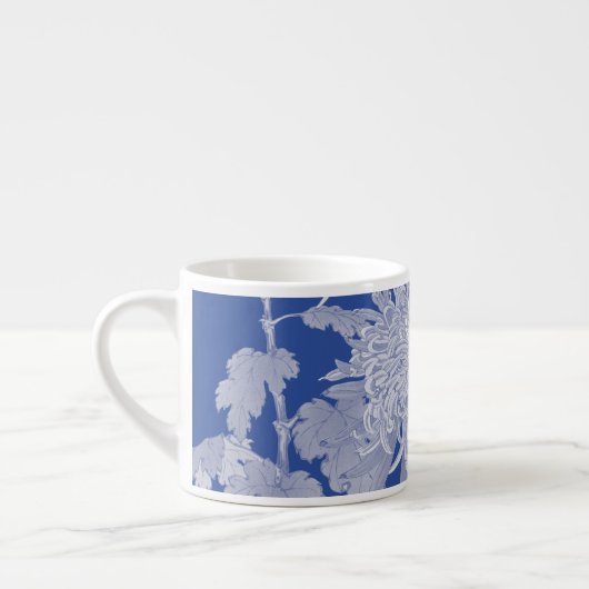 Blue White Chinoiserie Floral Pattern Espresso Kop (Links)