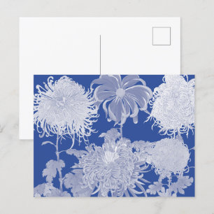 Blue White  Chinoiserie Floral Pattern Feestdagenkaart