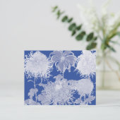 Blue White  Chinoiserie Floral Pattern Feestdagenkaart (Staand voorkant)