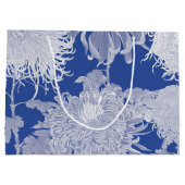 Blue White  Chinoiserie Floral Pattern Groot Cadeauzakje (Achterkant)