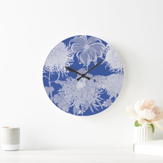 Blue White  Chinoiserie Floral Pattern Grote Klok (Huis)