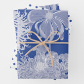 Blue White  Chinoiserie Floral Pattern Inpakpapier Vel (In situ)
