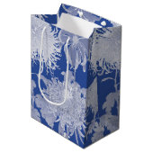 Blue White  Chinoiserie Floral Pattern Medium Cadeauzakje (Voorkant Gekanteld)
