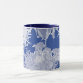 Blue White  Chinoiserie Floral Pattern Mok (Midden)