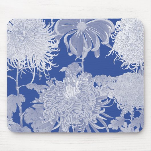 Blue White Chinoiserie Floral Pattern Muismat (Voorkant)