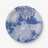 Blue White  Chinoiserie Floral Pattern Papieren Bordje (Voorkant)