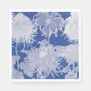 Blue White  Chinoiserie Floral Pattern Servet