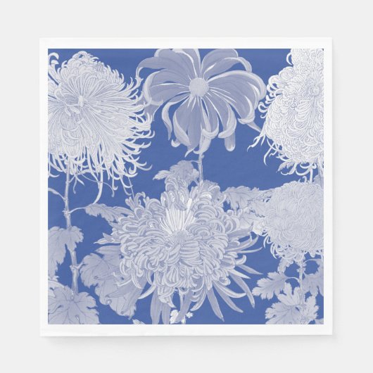 Blue White  Chinoiserie Floral Pattern Servet (Voorkant)