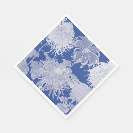 Blue White  Chinoiserie Floral Pattern Servet (Hoek)