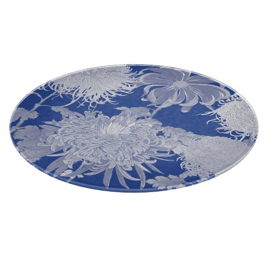 Blue White  Chinoiserie Floral Pattern Snijplank (Hoek)