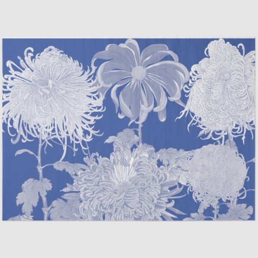 Blue White  Chinoiserie Floral Pattern Tissuepapier (Voorkant)
