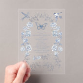 Blue White Chinoiserie Floral Porcelain Wedding Acryl Uitnodigingen (Insitu (Draagbaar))