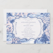 Blue White Chinoiserie Floral Porcelain Wedding Kaart (Voorkant)