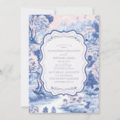 Blue White Chinoiserie Floral Porcelain Wedding Kaart (Voorkant)