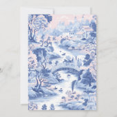 Blue White Chinoiserie Floral Porcelain Wedding Kaart (Achterkant)