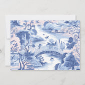 Blue White Chinoiserie Floral Porcelain Wedding Save The Date (Achterkant)