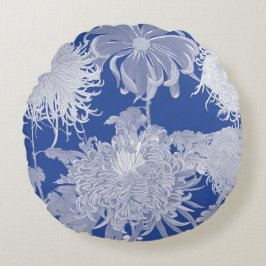 Blue White  Chinoiserie Floral Rond Kussen