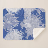 Blue White  Chinoiserie Floral Sherpa Deken (Voorkant (horizontaal))