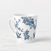 Blue White Chinoiserie Floral Stylish Monogram Latte Mok (Linkerhoek)