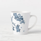 Blue White Chinoiserie Floral Stylish Monogram Latte Mok (Rechts)