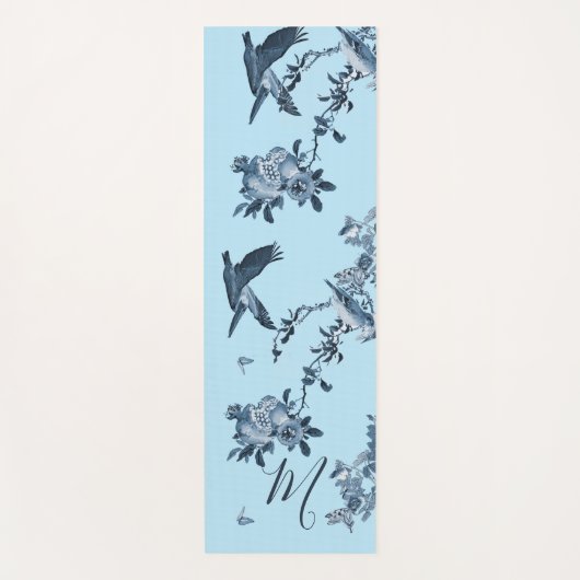 Blue White Chinoiserie Floral Stylish Monogram Yogamat (Voorkant)