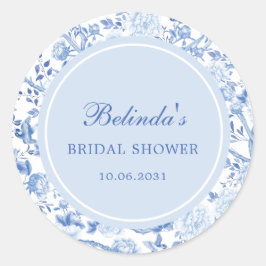 Blue White Chinoiserie Floral Vrijgezellenfeest Ronde Sticker